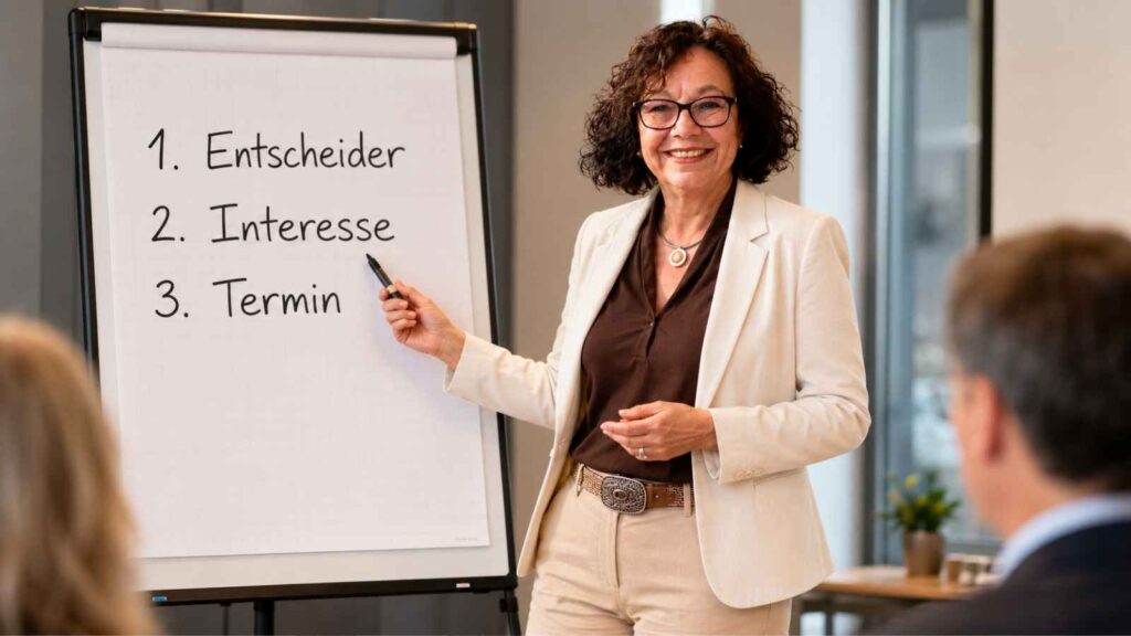 Ulrike Knauer trainiert den Gesprächseinstieg in der B2B-Kaltakquise